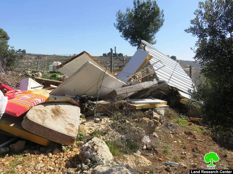 Demolition of an agricultural room and a water pool in Al-Tayba – East Tarqumiya / Hebron governorate