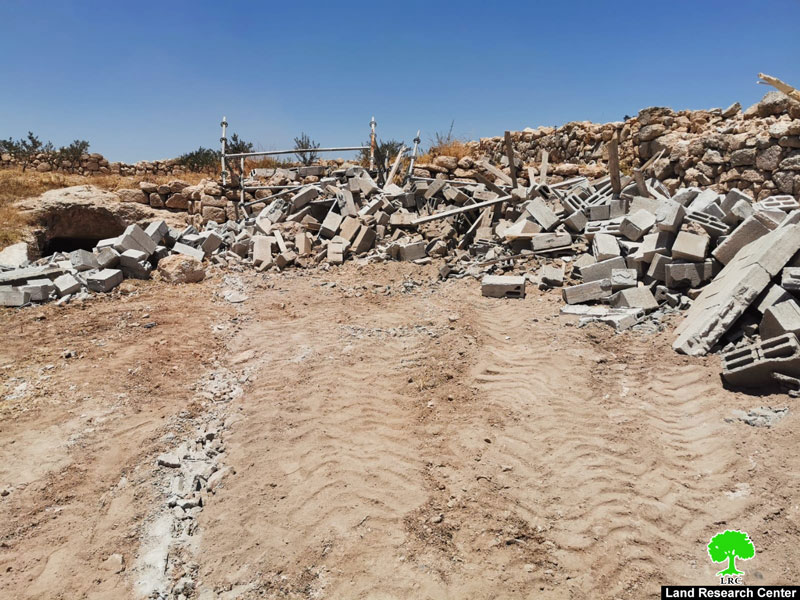 IOF Demolish an Agricultural Room in Al-Buweib – East Yatta/ Hebron Governorate
