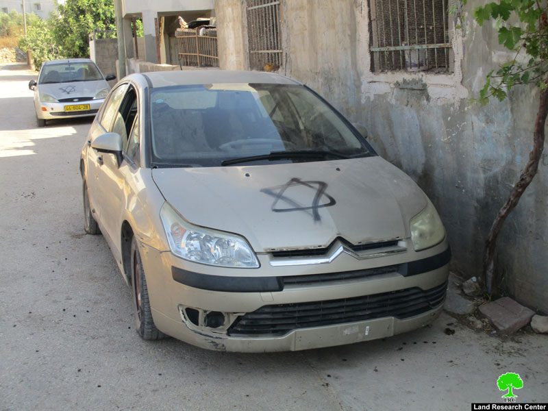 Settlers Write Offensive Slogans and Slash Car Tires in Deir Qaddis / Ramallah