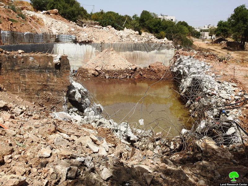 The Occupation demolishes an agricultural pool in Wadi Al-Ghorous / East Hebron