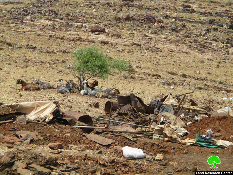 IOF Demolish Number of structures in Khirbet Ras Al-Ahmar/ Tubas governorate