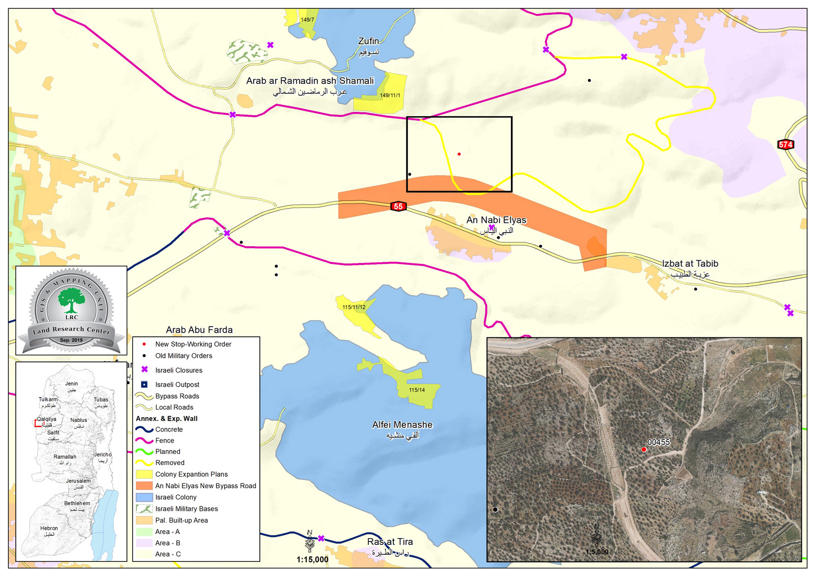 إخطارات بوقف البناء لغرفة زراعية في قرية النبي الياس / محافظة قلقيلية