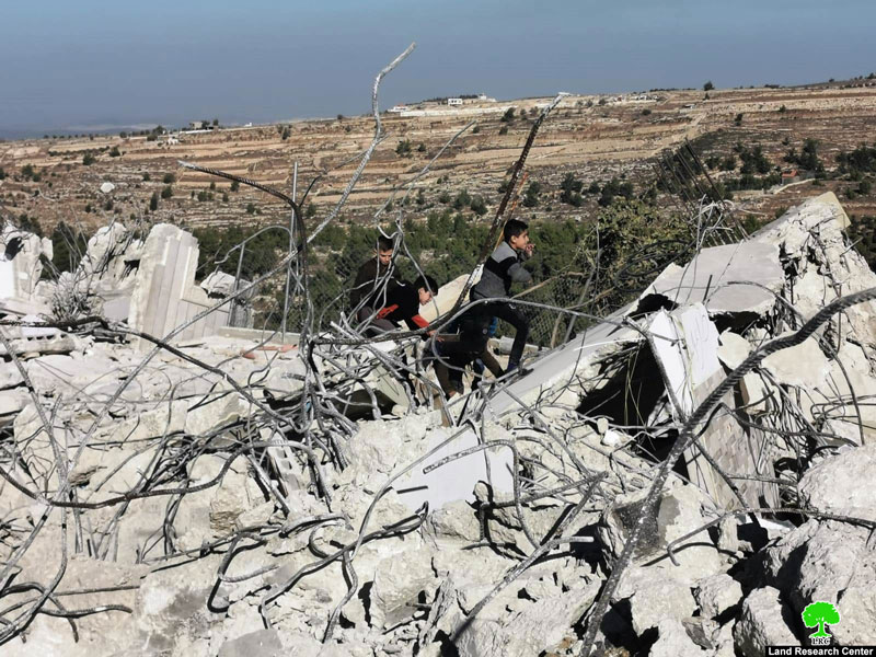 Under security claims , The Israeli occupation destroys 4 houses in Beit Kahil / North  Hebron
