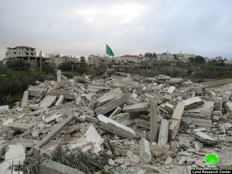 Under security claims  , The occupation demolished ‘Assem Al-Barghuthi house in Kubar village / Ramallah governorate