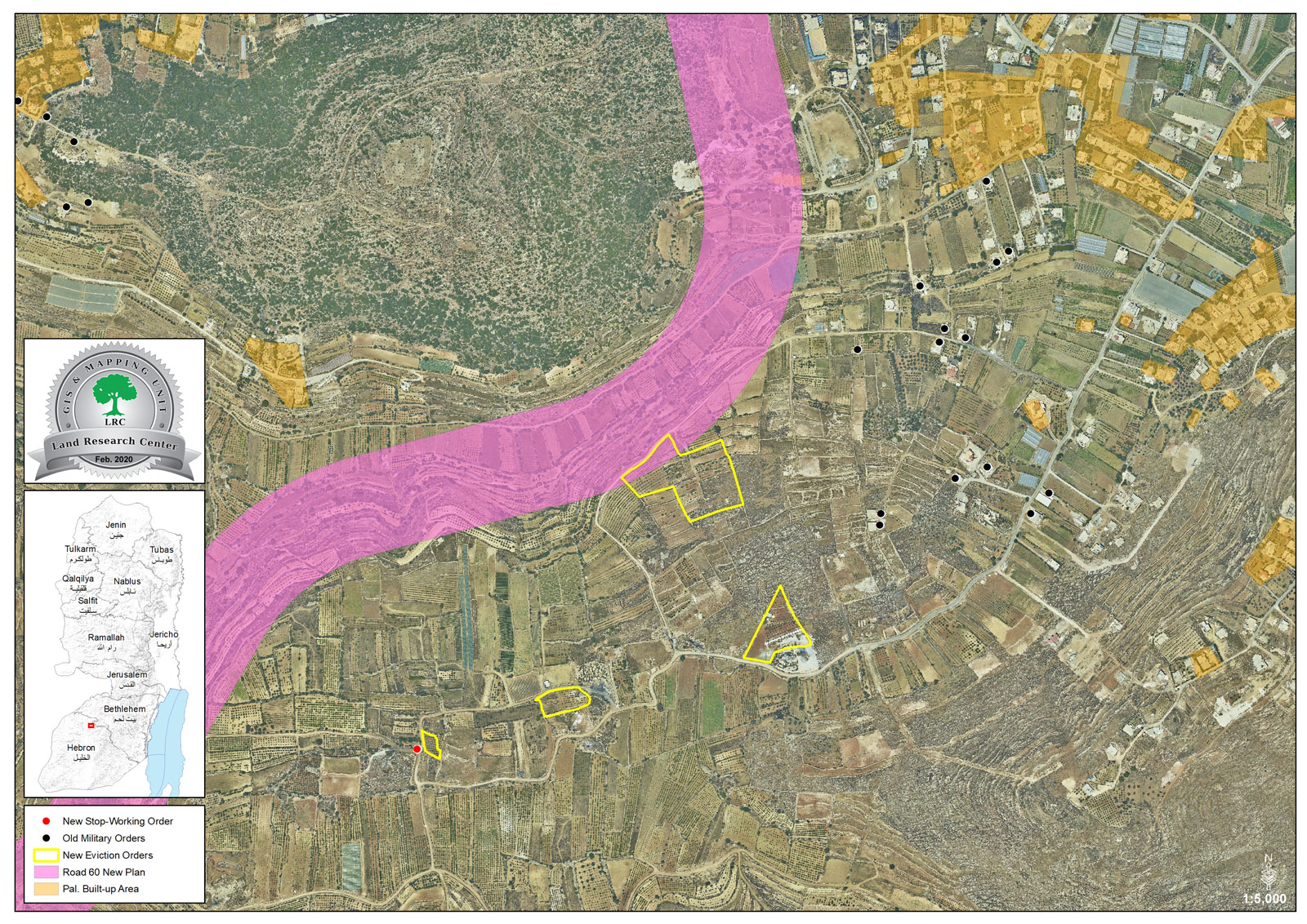 إخطارات بإخلاء أراضي زراعية في شيوخ العروب شمال الخليل
