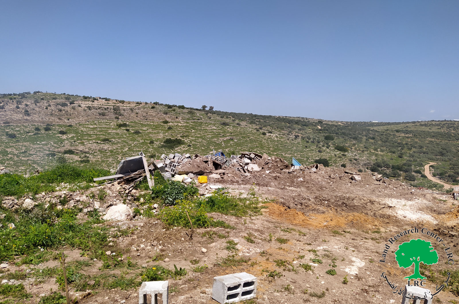 Demolishing an agricultural facility and a rainwater harvesting cistern in Az-Zawiya / Salfit governorate