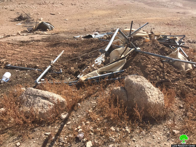 Demolishing agricultural and residential tents in Wad Al-Qelt / Jericho Governorate