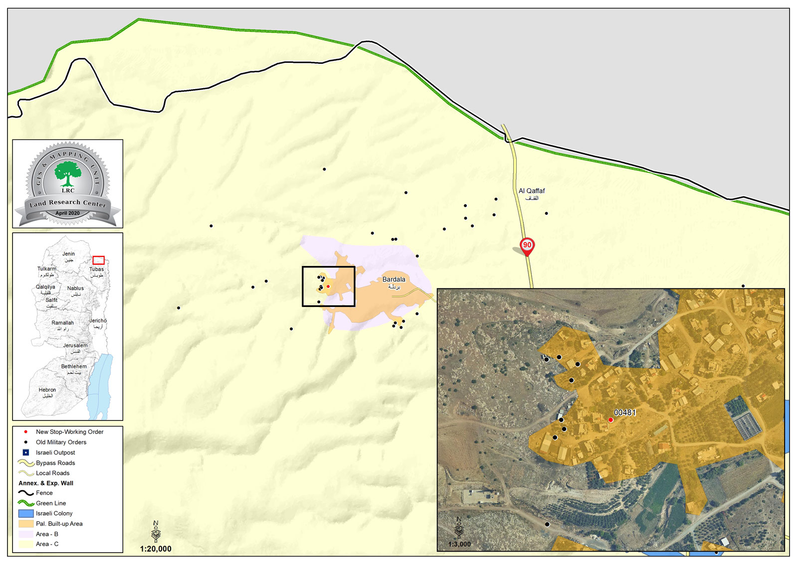 إخطار بوقف البناء لمسكن في قرية بردلة / محافظة طوباس