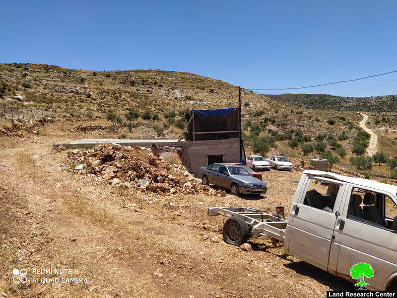 Halt of work notice target an Agricultural room and a water harvesting reservoir in Bruqin / Salfit governorate