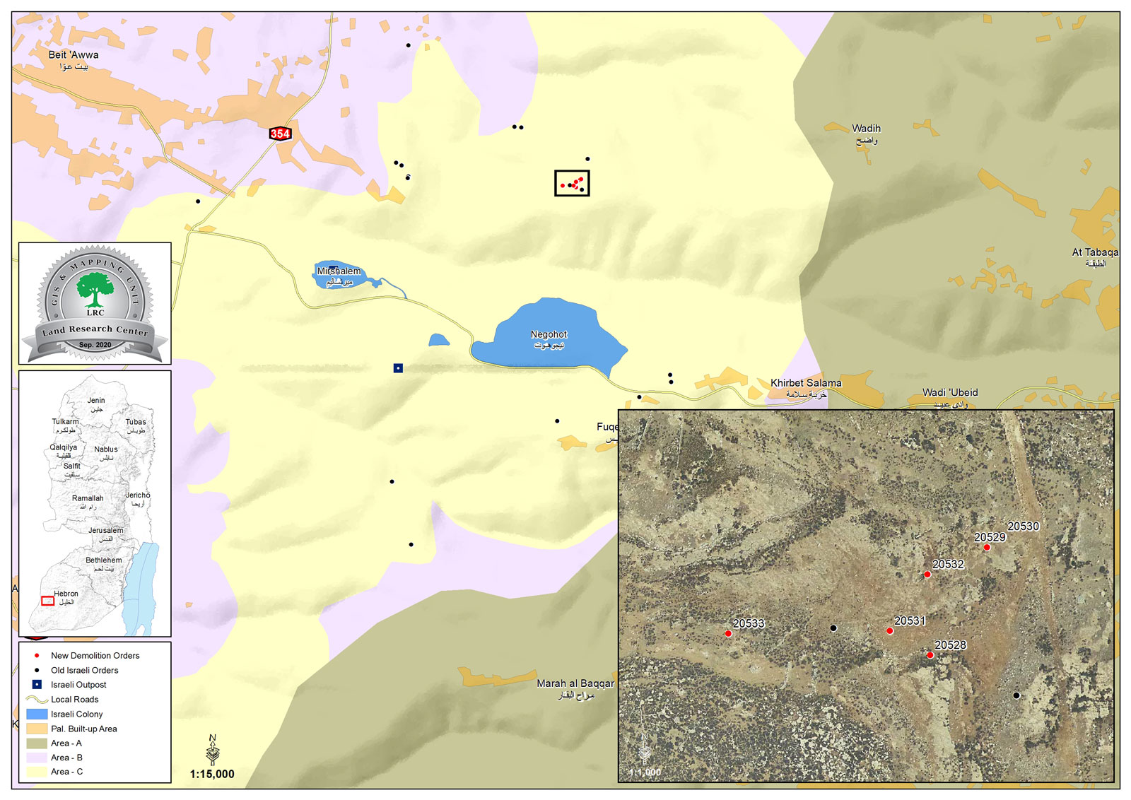 Notices target structures in Kallet Taha west At-Tabqa / Hebron governorate
