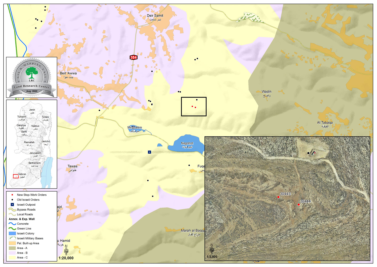 Halt of Work notices for houses and facilities east Deir Samit / West Hebron