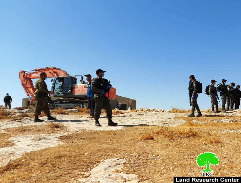 The occupation authorities demolish facilities and homes in separate areas of Hebron Governorate