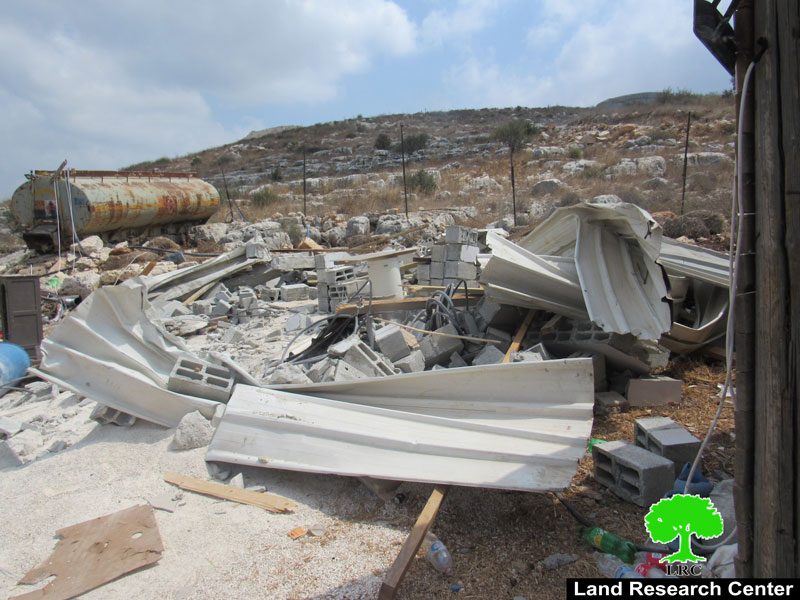 Demolishing a Residence and a Water Reservoir in Al-Faraseen Village / Jenin governorate