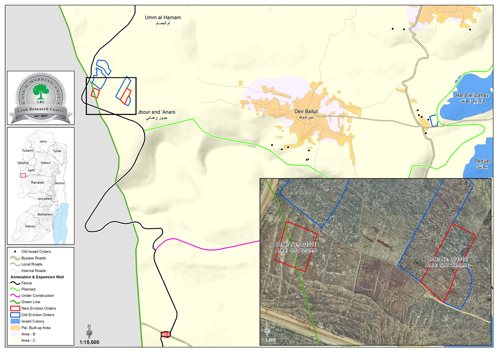 اقتلاع مئات غراس الزيتون واللوزيات من حقول بلدة دير بلوط ويخطر بإزالة مجموعة أخرى / محافظة سلفيت