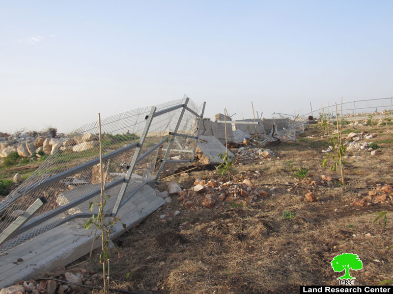 Demolishing a Retaining Wall and a Siege that surround a plot in Jubara village / Tulkarm governorate