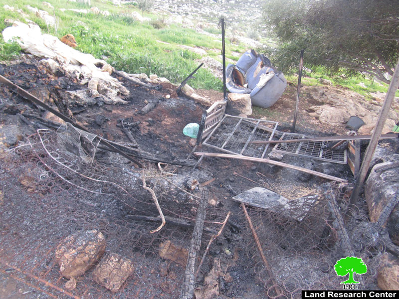 جيش الاحتلال الإسرائيلي يتسبب في إحراق غرفة زراعية في منطقة التياسير / محافظة طوباس