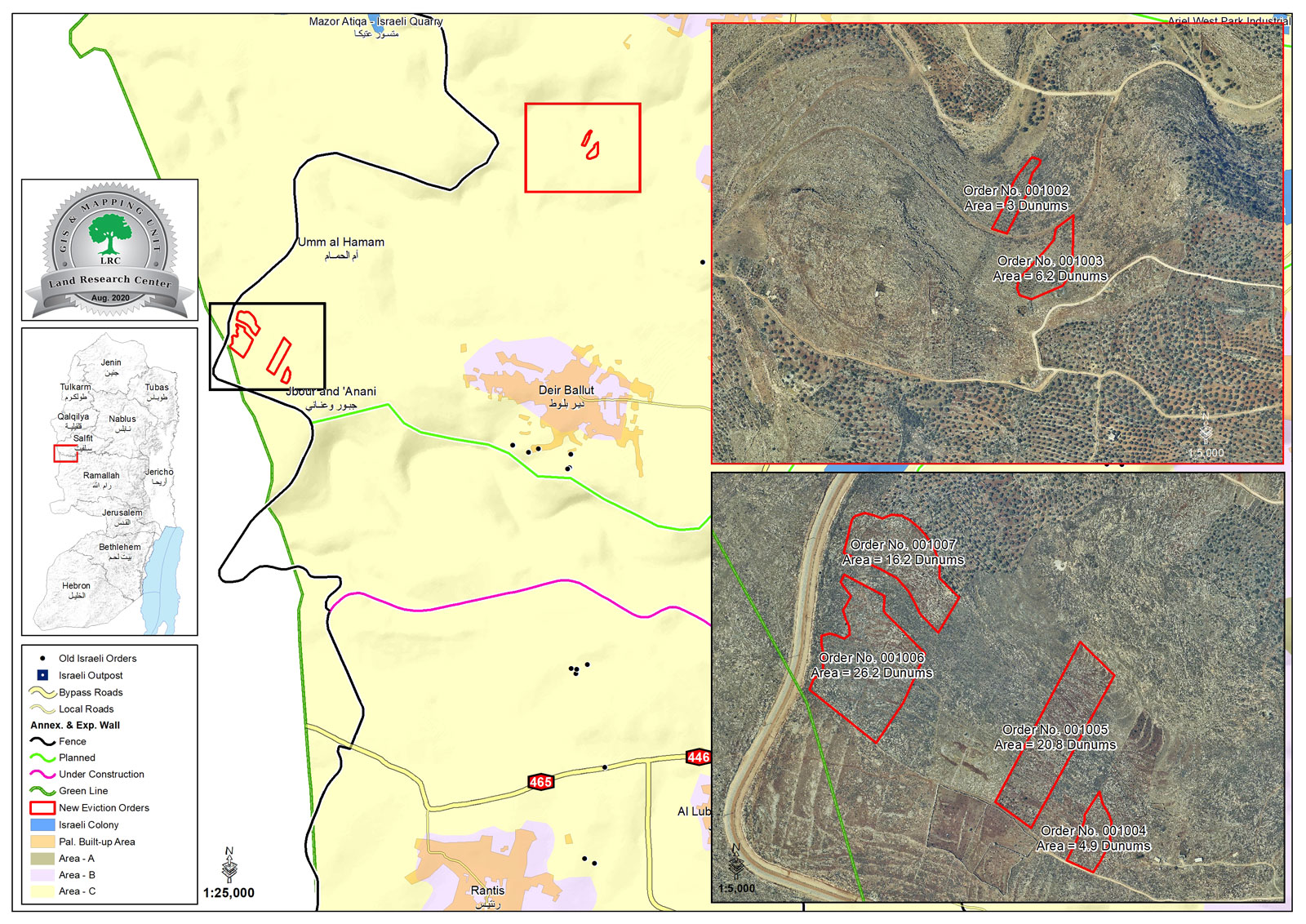 Eviction Notices for 77 dunums in Deir Ballut/ in Salfit Governorate