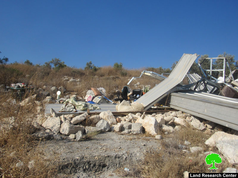 هدم مسكن وحظيرة لتربية الأغنام في بلدة قفين / محافظة طولكرم