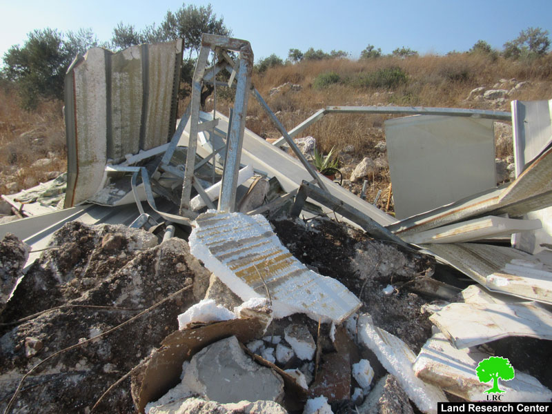 Demolition of Structures and a Barn in Qaffin town / Tulkarm Governorate