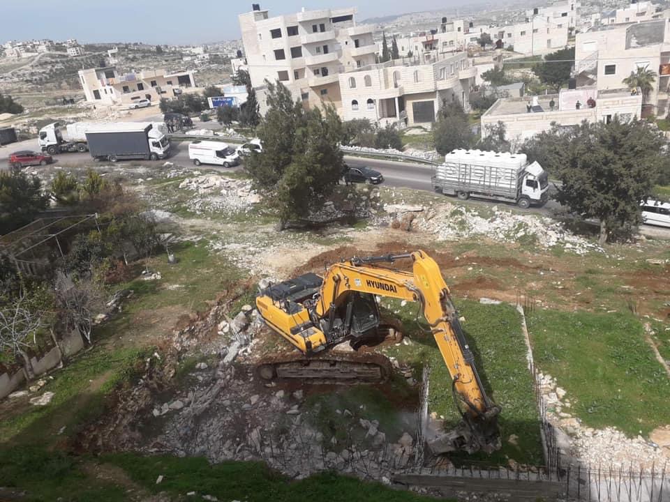 Under-Construction House Leveled in Tuqu’ town / Bethlehem governorate