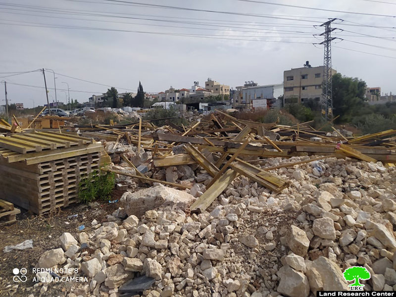 The Israeli Occupation Demolished a Store in Haris Village / Slfit Governorate