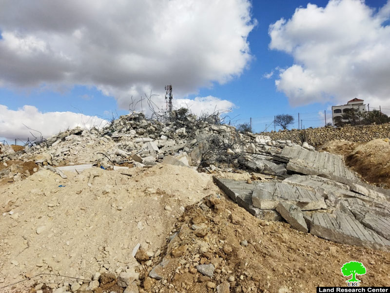 The Occupation Demolished a House and a Cistern in Farsh Al-Hawa area / north Hebron.