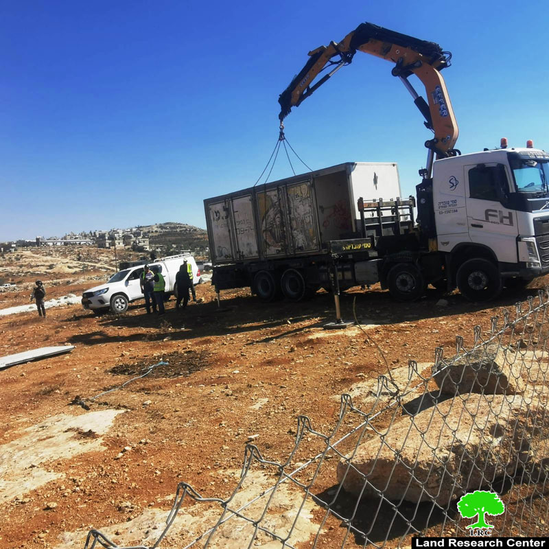 The Occupation Confiscated a Caravan in Ghzaiwi – South Yatta / Hebron Governorate