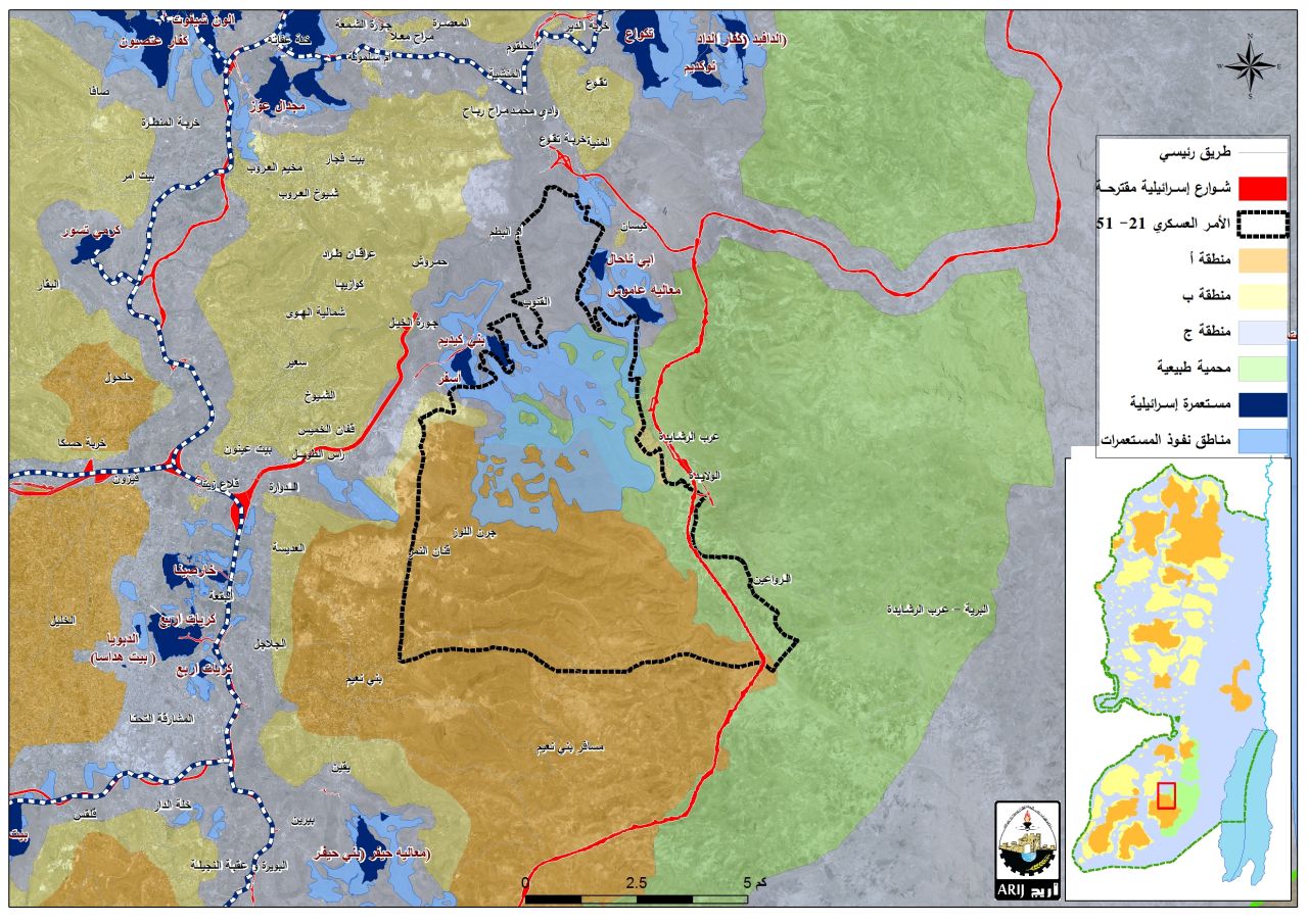 مخطط استيطاني إسرائيلي يستهدف المناطق المصنفة “ا” في محافظتي بيت لحم والخليل