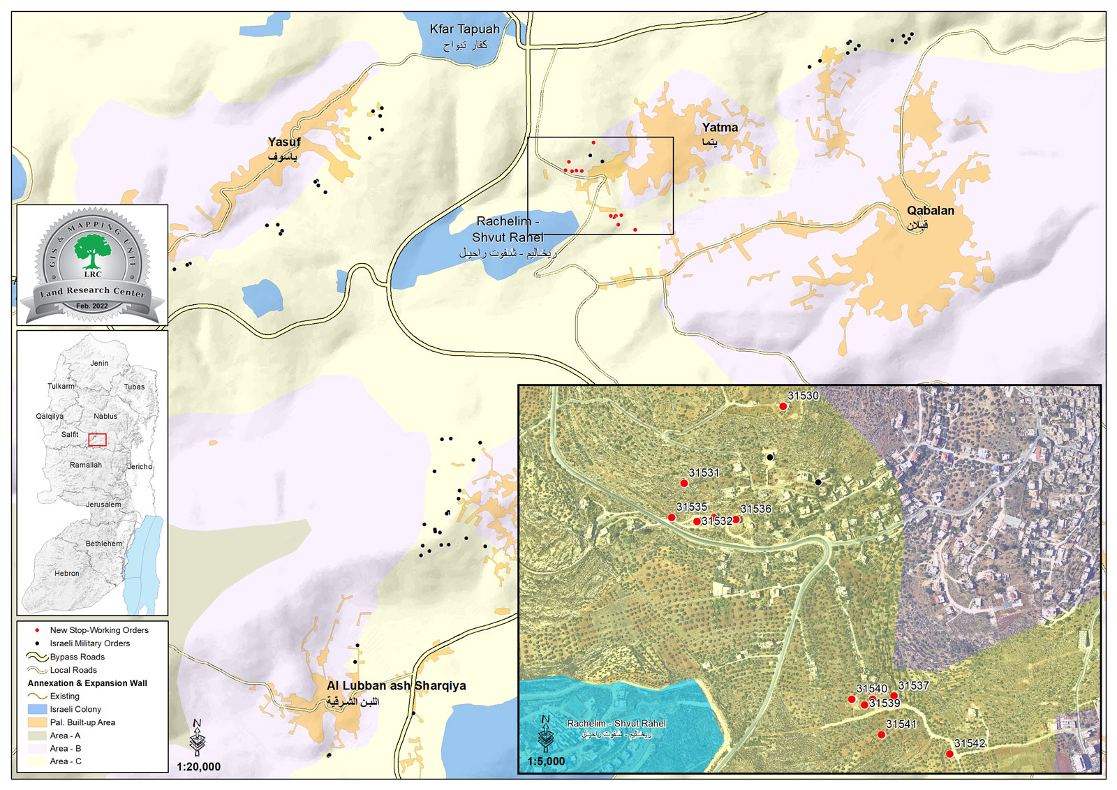 Halt of Work Notices for 12 Houses in Yetma / South Nablus