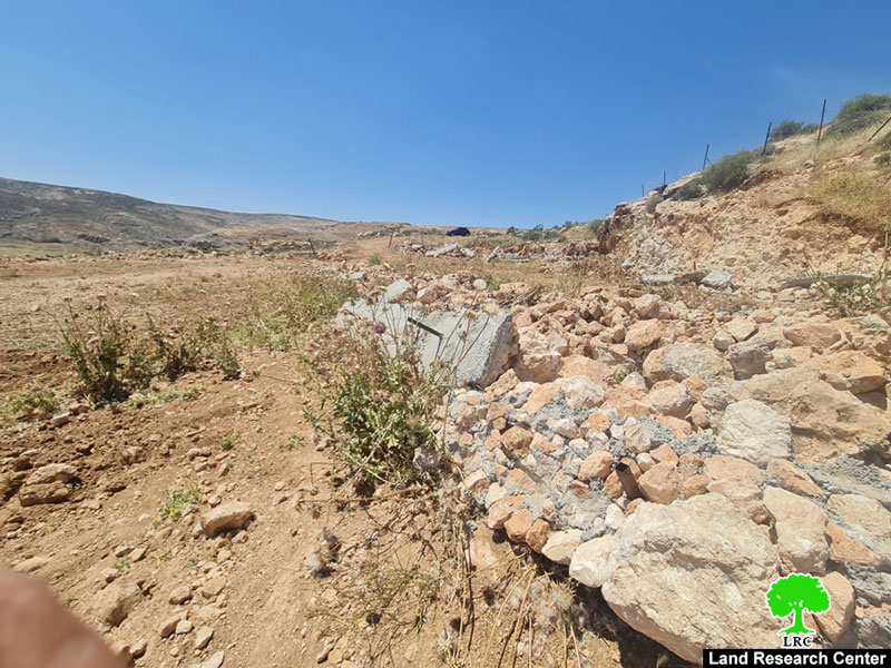 The Occupation Authorities Demolish Retaining Walls in A Plot in Duma village / East Nablus