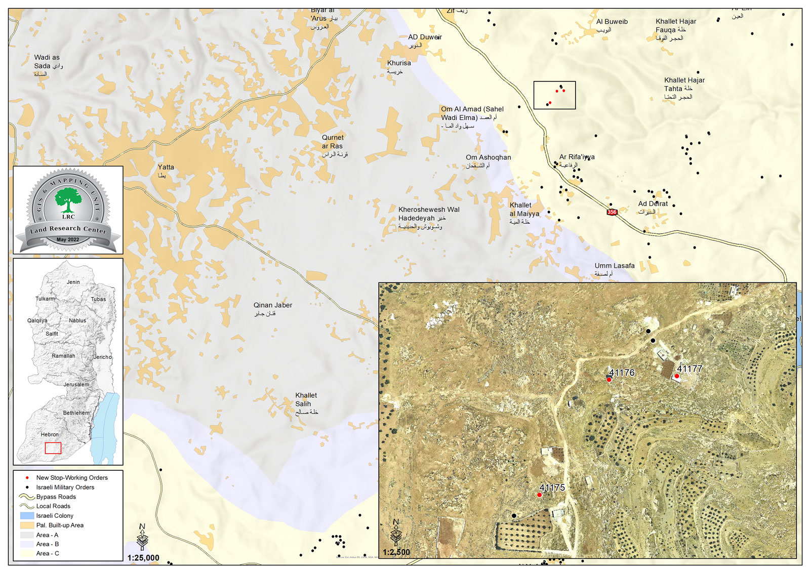 إخطارات بوقف العمل في منازل بمنطقة ” بيروق” شرق يطا بمحافظة الخليل