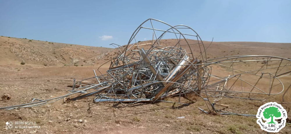 The demolition of a greenhouse under construction in the village of Frush Beit Dajan, east of Nablus