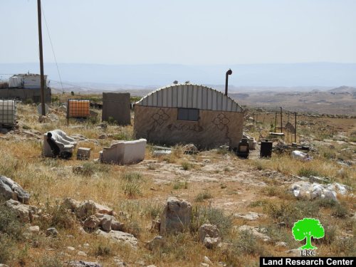 Stop- work notices in homes and agricultural structures in the Bayrouq area, east of Yatta town, Hebron Governorate