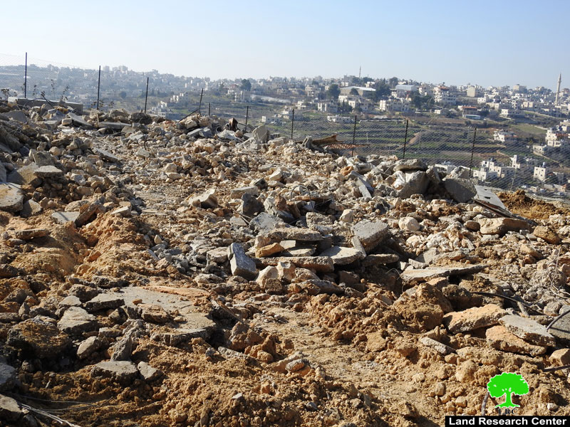 A residence and cistern demolished in Beit Umer Town at the hands of the Israeli occupation
