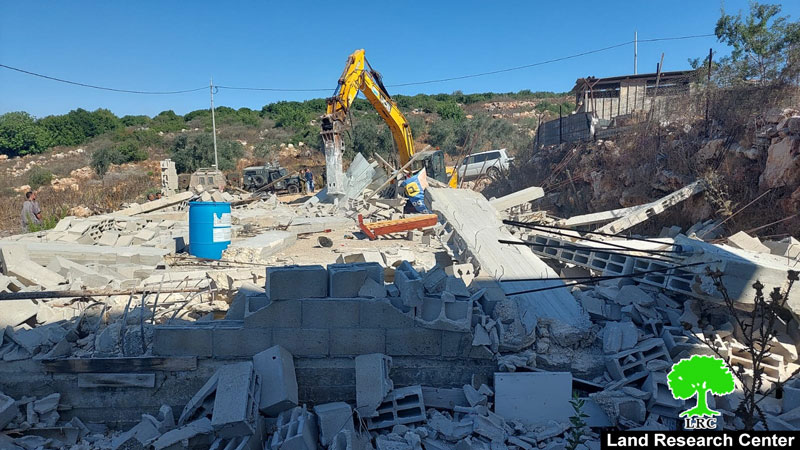 The demolition of a house under construction in Umm al-Rihan village, Jenin governorate