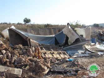 هدم منشآت زراعية وتجارية في بلدة بروقين / محافظة سلفيت