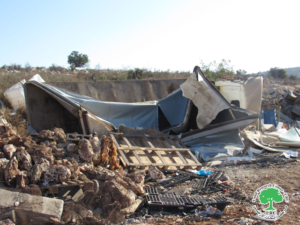 هدم منشآت زراعية وتجارية في بلدة بروقين / محافظة سلفيت