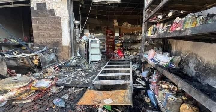 Israeli Occupation Forces Set Fire to a Business in Tammun, South of Tubas